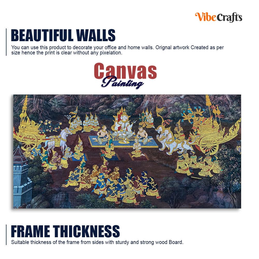 VIBECRAFTS Canvas Paintings for Living Room Drawing Room Hindus Canvas Wall Painting Fitted With Wooden Frame For Home | Office | Living Room | Gift (PTVCH_2715)