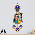 Artvibes Divine Radha Krishna Evil Eye Wall Hanging for Home Entrance Door Decor | Nazar Battu Protection Hanging for Living Room Bedroom Temple Office | Lucky Charm Decorative Gift (WH_8580N)