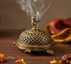 DSH Brass Peacock Tortoise Dhoop Dani Incense Burner for Puja Traditional Loban Burner Dhoop Holder for Home, Temple, Office, Meditation