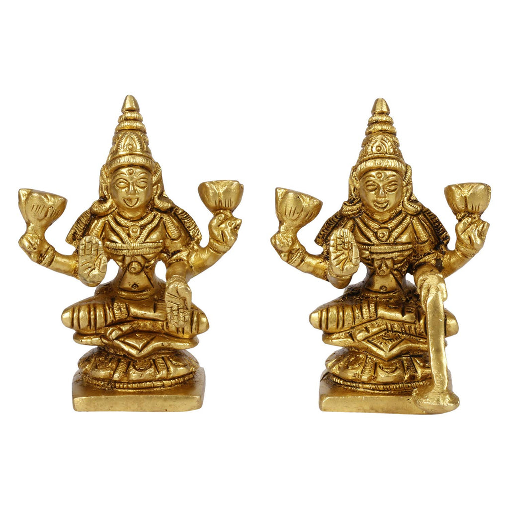ARTVARKO Brass Ashtalakshmi Ashta Lakshmi Set for Diwali Pooja Mandir Temple Office Decor Height 3.5 Inches Weight 2.5 KG