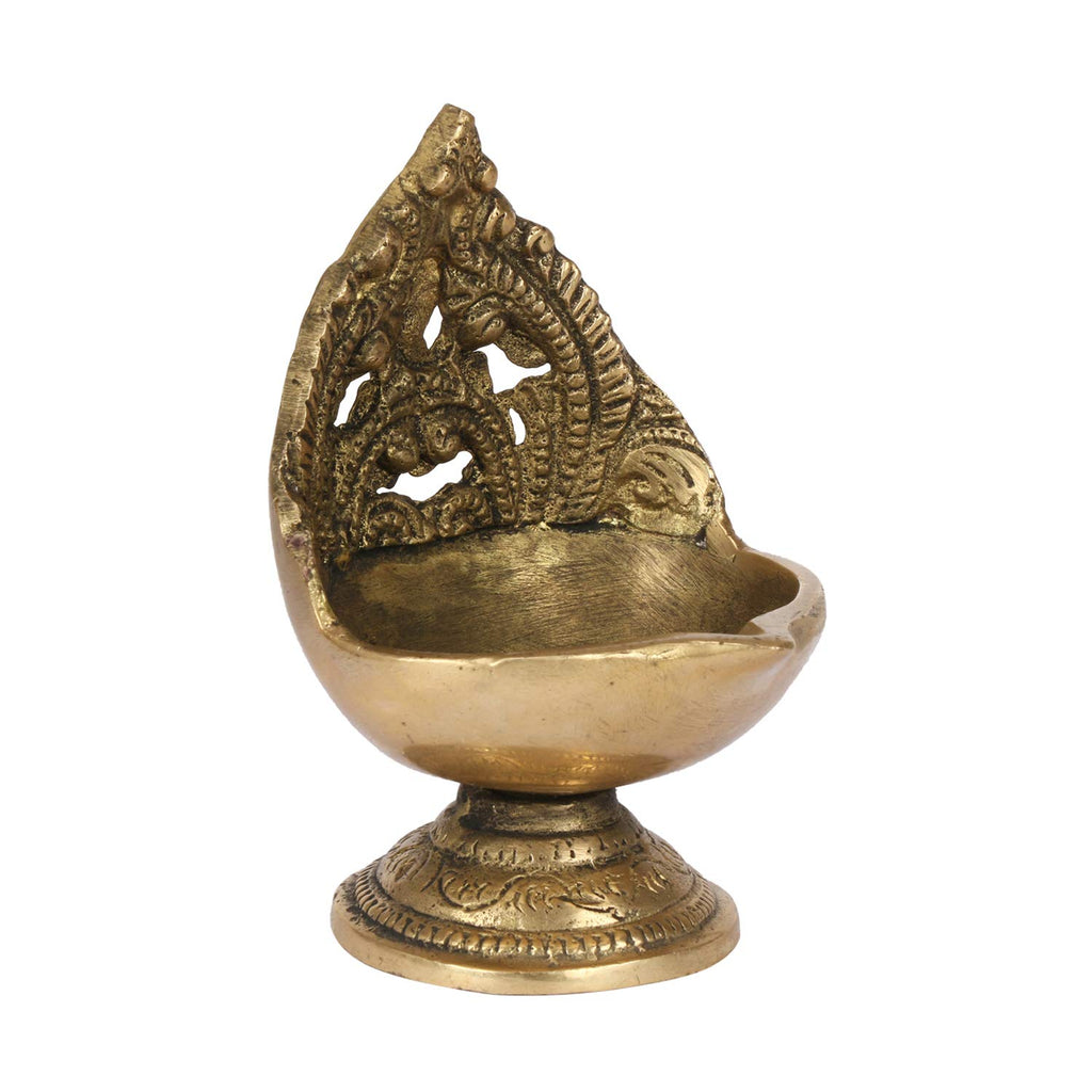 Svarup 4 Inch Handmade Brass Oil Diya with Stand: Perfect for Diwali, Home Entrance Decor, and Pooja. Great as a Gift