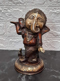 ARTVARKO Antique Copper Gold Brass Ganesha God Idols Statue Showpieces Figurines for Luck, Wealth, Prosperity, Longevity, Positive Energy Height 10 Inches.