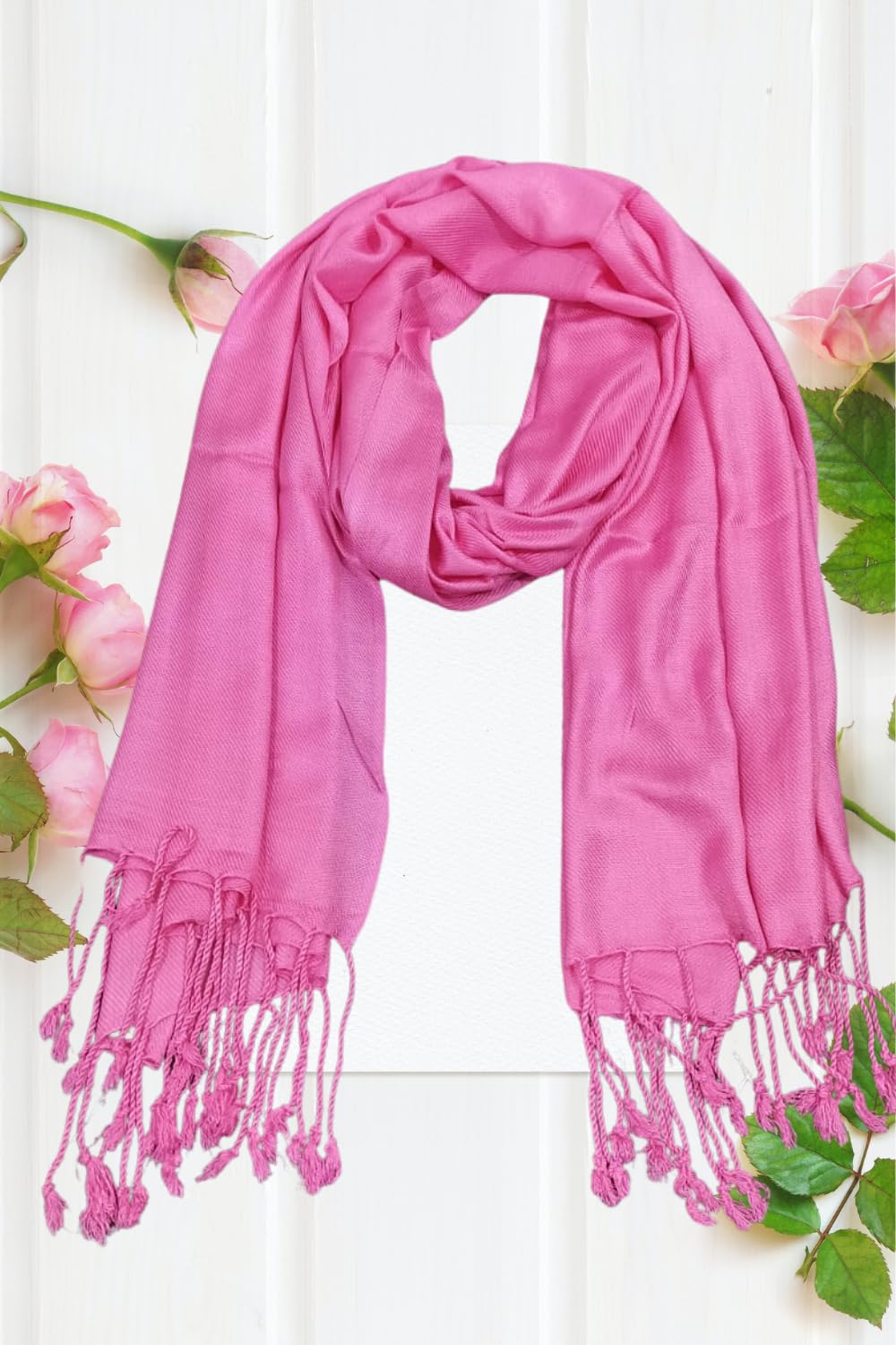 FM Trends Stylish Plain Scarf for Women & Girls | Solid Color Stole, Dupatta, Shawl | Elegant Ladies Accessory (Pink, 1.8 meters)