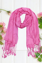 FM Trends Stylish Plain Scarf for Women & Girls | Solid Color Stole, Dupatta, Shawl | Elegant Ladies Accessory (Pink, 1.8 meters)