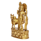 ARTVARKO Brass Shiva Idol Standing with Nandi Idol God Shiv Shankar Bholenath Deity Figurine for Happiness Blessings at Home Office Temple 6 Inch