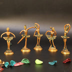 ARTVARKO Brass Beautiful Dancing Lady Idol Home Décor Showpieces Ladies Statue Set of 5 Statues.(Greenish Gold)