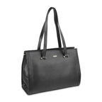 Mochi Black Faux Leather Premium Zipper Casual Tote Bag For Women