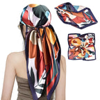 ULOS Women's Printed Shiny Dubai Style Luxury Floral Pattern Satin Head Scarf - Neck Scarf (Square)