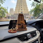 Ayyappan Traders Sri Ramanathaswamy Temple Wooden Miniature Model |Rameshwaram Gopuram Replica|3D Laser-Cut Wooden Temple Souvenir for Home, Pooja Room & Car Dashboard (4.75x3x1.75 Inches)