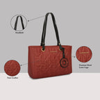 Caprese Aimee Medium Quilted Faux Leather Tote Bag for Women | Multi-Compartment Zippered Shoulder Handbag with Detachable Charm | Perfect for Work, Travel & Shopping (Intense Rust)
