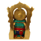 SVARUP Brass Sitting Ganesha Idol in Multicolor Height 5.5 Inch Weight 2.2 Kg