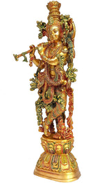 SVARUP Big Brass Krishna Idol Krishan Murti in Multicolor Height 29 Inch