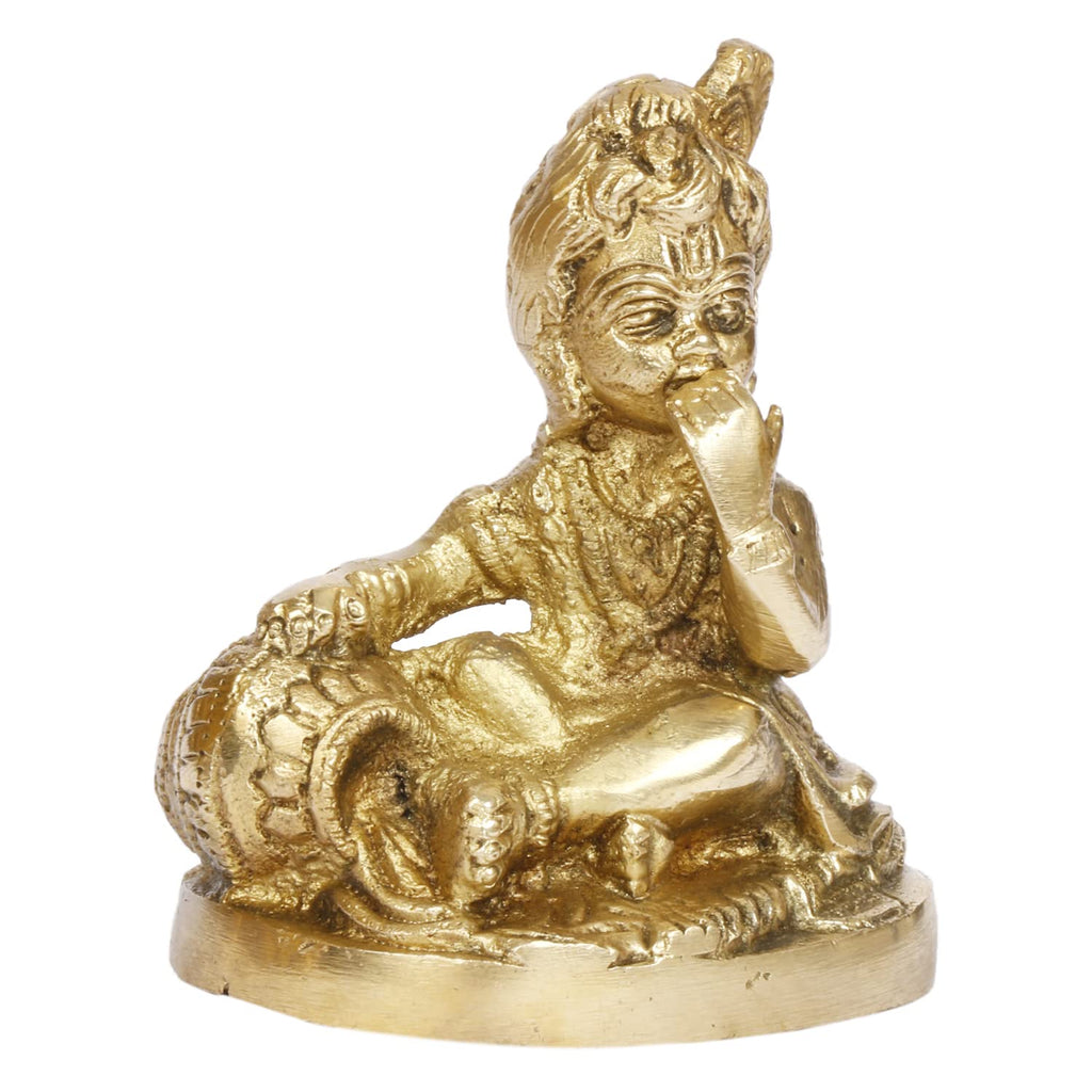 ARTVARKO Brass Krishna Makhan Chor Idol Sculpture Decorative Statue Figurine Showpiece.