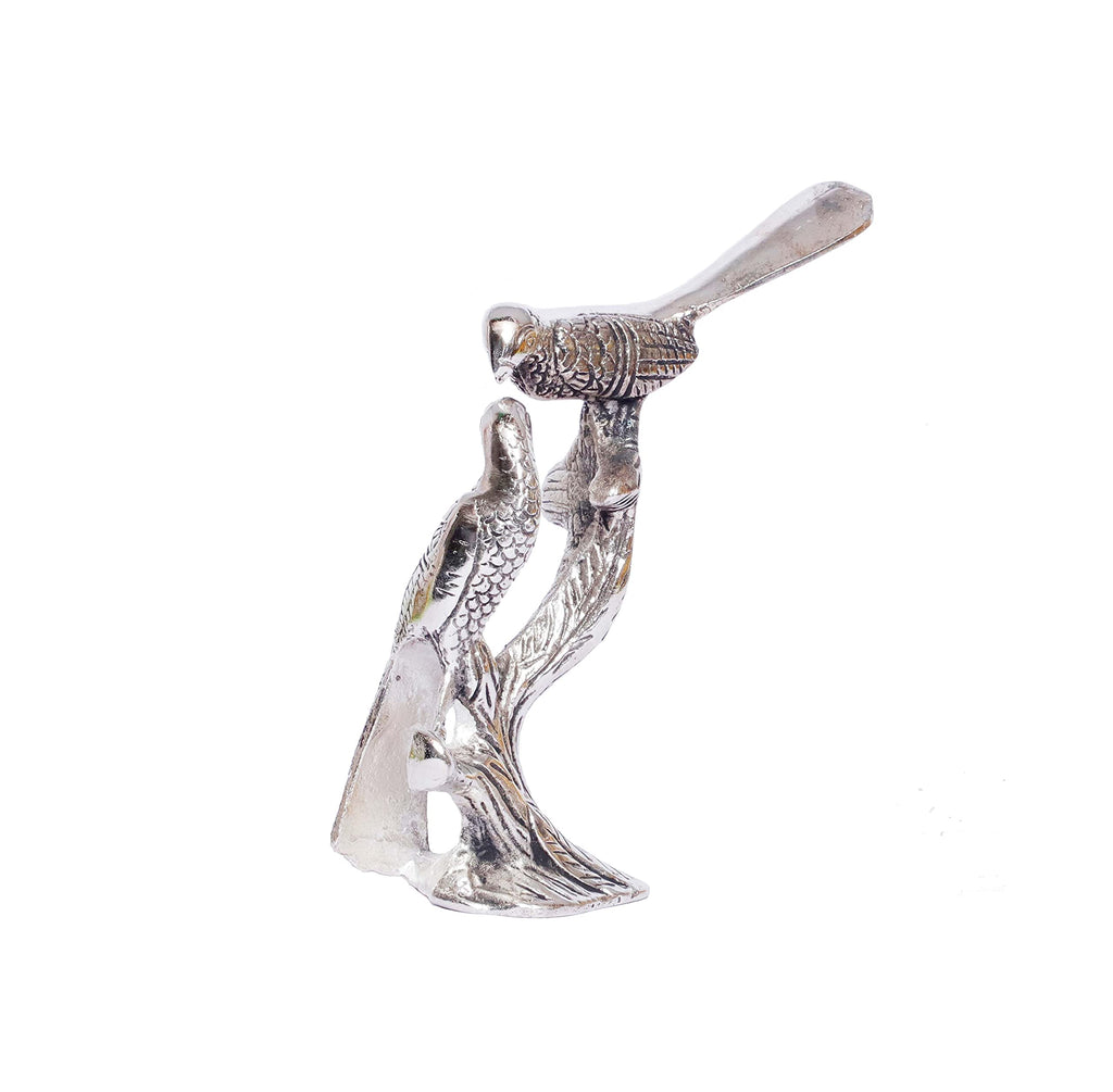 KridayKraft Love Birds Couple Kissing Sitting on Tree,Animal Showpiece for Home Decorative Statue, Gift for Boyfriend,Girlfriend,Wife,Husband,Friends,Happy Home Decoration Idol Showpiece (Silver)