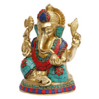 ARTVARKO Brass Ganesha Ganesh Idol for Home Office Success Entrance Decor Pooja Good Luck Gift 8 Inch