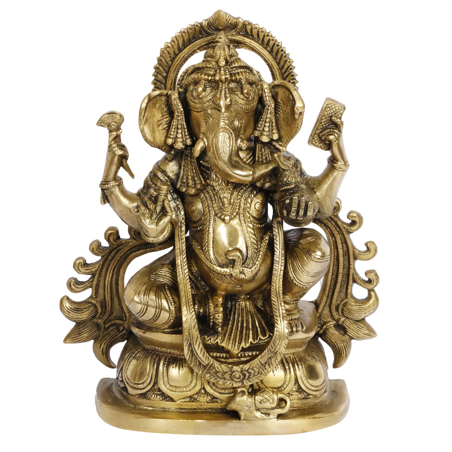 ARTVARKO Ganesh Idol Brass Murti Blessing Ganesha Statue Vinayak Ganpati for Home Office Temple Puja Entrance Décor Gift. 9.5 Inch