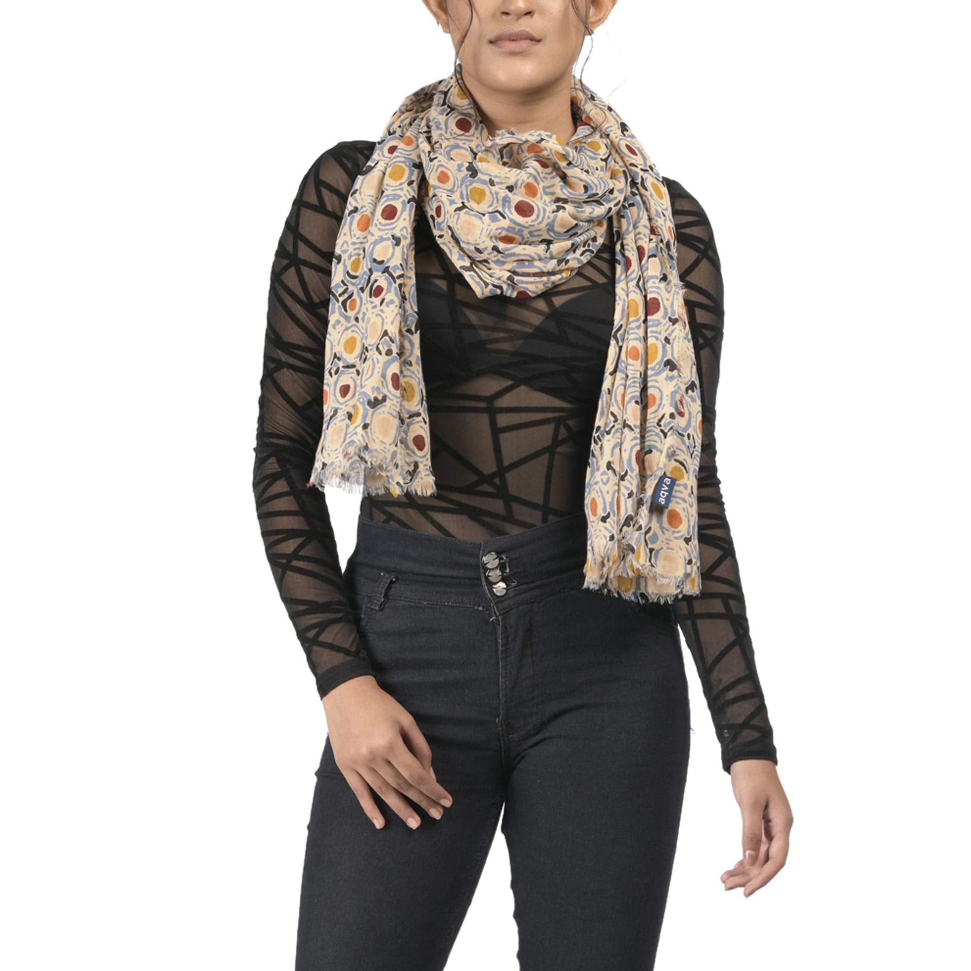 AQVA Printed Cotton Scarf for Women Stylish (Digidot) | Head and Face Cover Scarf for Girls with 100% Cotton | Soft & Lightweight Scarves/Stoles for all Weather (72 x 43 in)