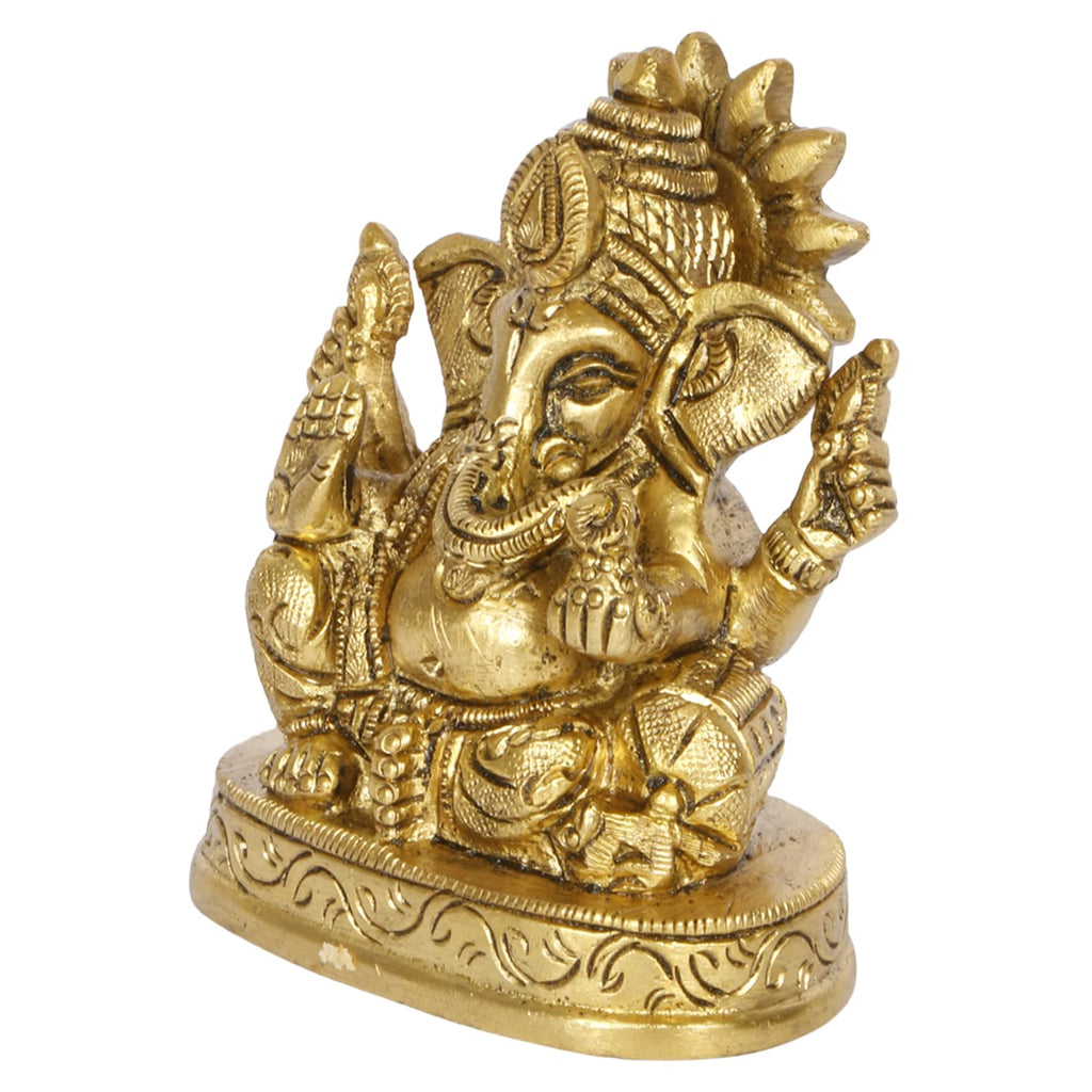 Svarup Brass Ganesh Bhagwan Idol Ganesha Statue Ganpati Murti for Home Entrance Decor Diwali Puja Gift Height 3 Inch.