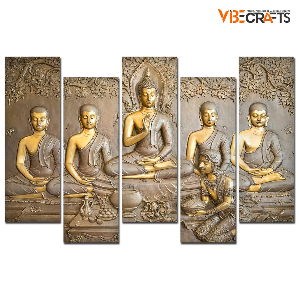 VIBECRAFTS 5 Piece Premium Wall Painting For Home|Office|Living Room|Gift (PTVC5Pcs3_7510) (Multi 7)