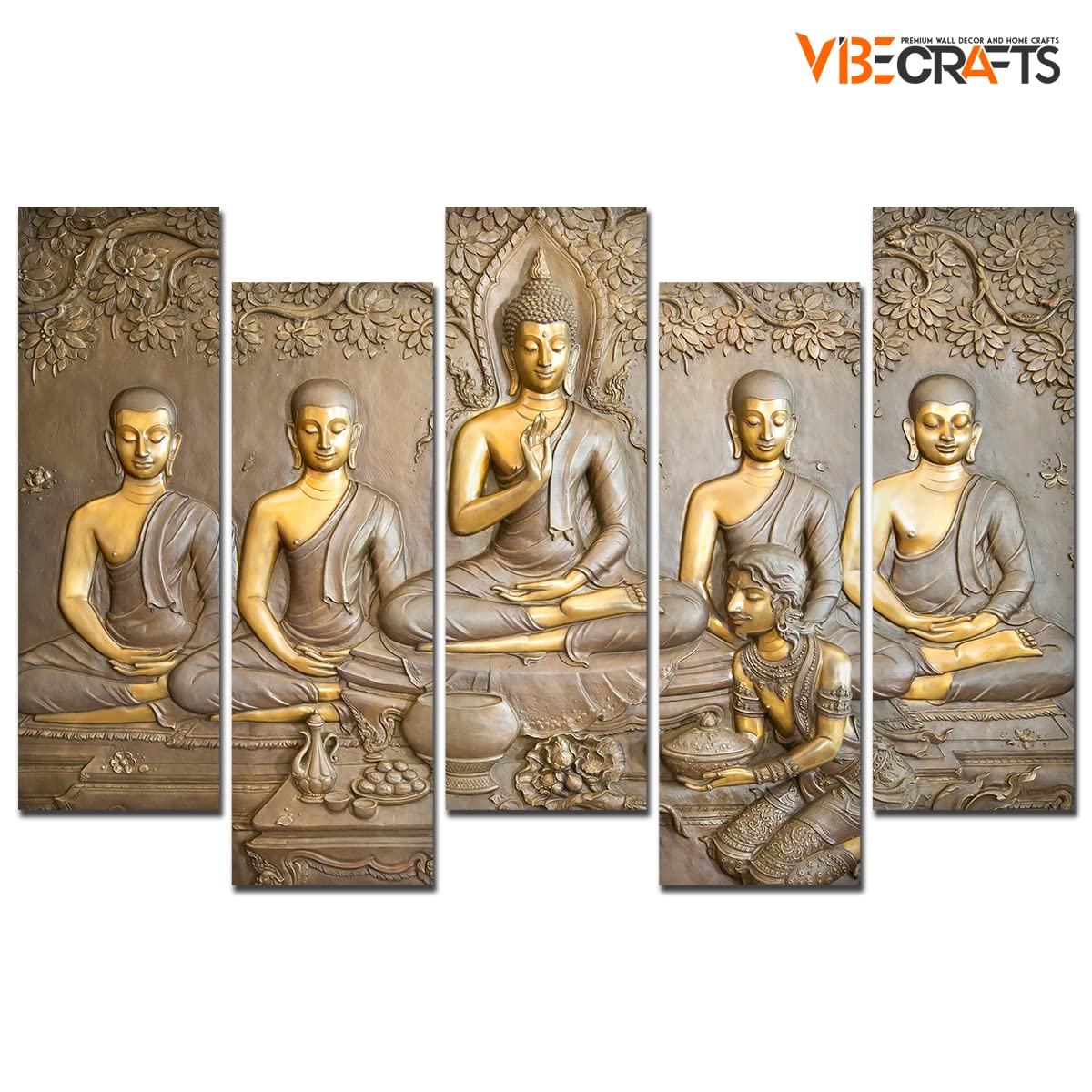 VIBECRAFTS 5 Piece Premium Wall Painting For Home|Office|Living Room|Gift (PTVC5Pcs3_7510) (Multi 7)