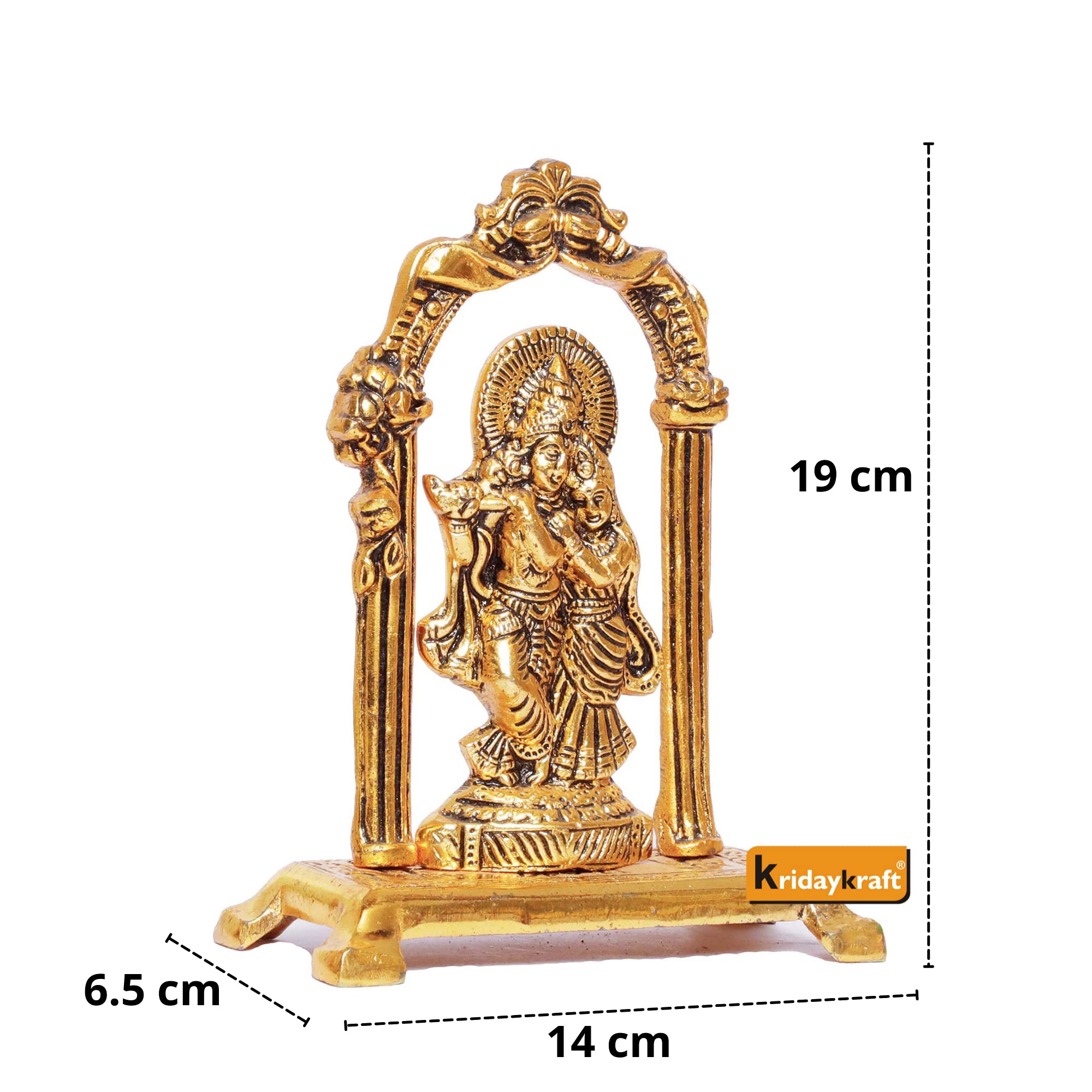 KridayKraft Metal Radha Krishna Statue Gold Plated Decor Your Home,Office & Radha Krishna Murti Idol Showpiece Figurines,Religious Krishna Idol Gift Article...