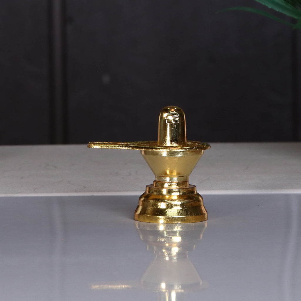 KridayKraft Baahubali Design Size (2.5) Metal Shiva Lingam Shiv Ling Idol Murti for Pooja Purpose (Gold)