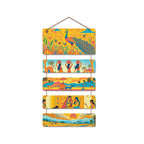 Artvibes Bride Sitting With Friends Village Theme Ethnic Indian Folk Art Decorative Wall Art MDF Wooden Wall Hanger for Living Room | Home Decor | Wall Illustrations | Art Print | Gift Item (WH_6714N)