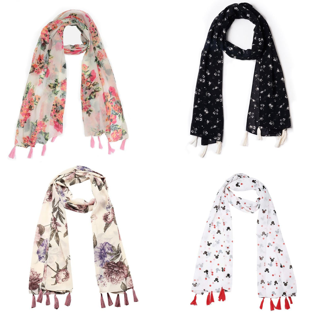 SAHIL SCARF Premium Multicolor Scarf Lightweight & Comfortable for All Seasons Combo of 4 (180x55cm)