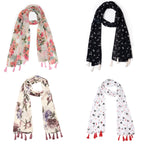 SAHIL SCARF Premium Multicolor Scarf Lightweight & Comfortable for All Seasons Combo of 4 (180x55cm)