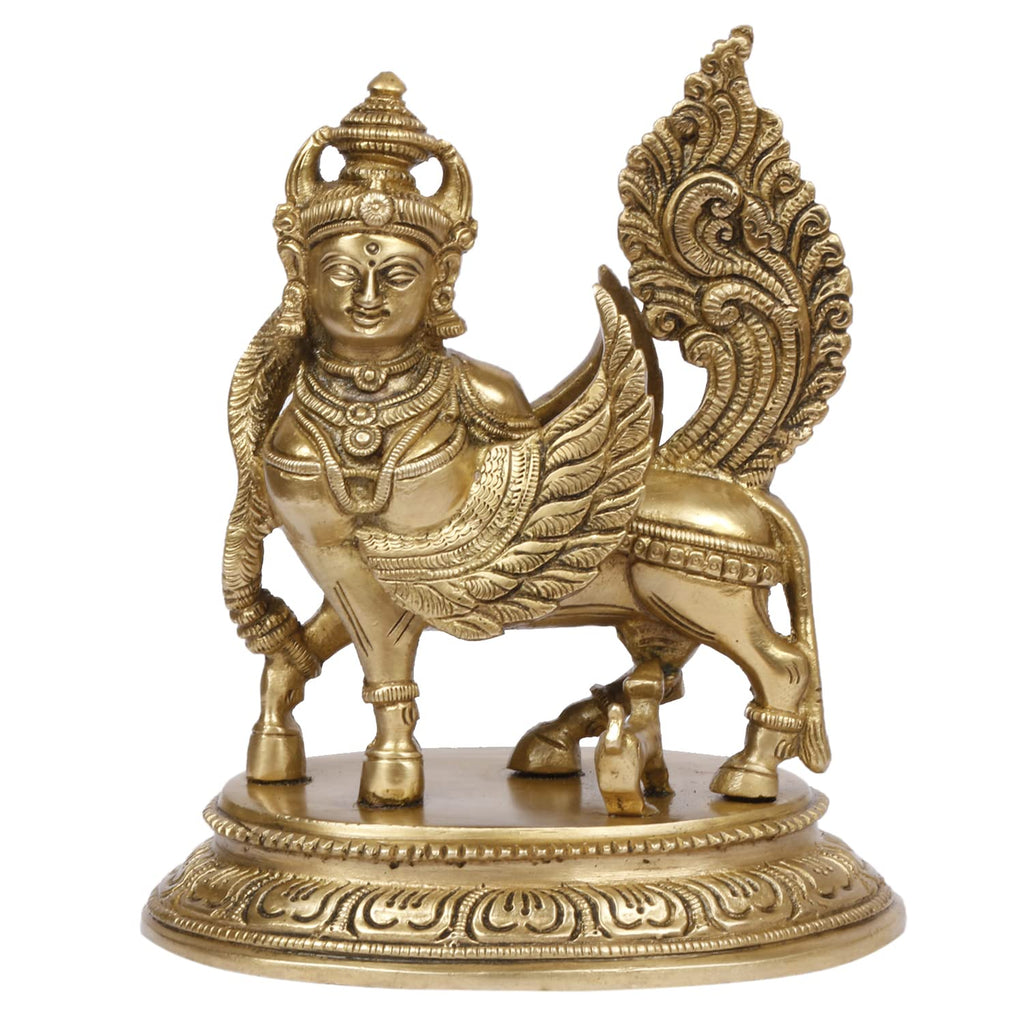 SVARUP Brass Kamdhenu Idol Kamadhenu Cow with Calf Surbhi Statue for Puja Home Decor Height 6.5 Inch