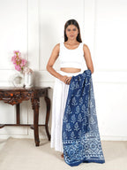 Gutthi Women's Printed Cotton Stoles | Scarf Lightweight & Comfortable for All Seasons, Size (100X180 CM) (Blue)