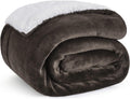 Goyal's Ultra Soft Flannel Sherpa Blanket for AC Room, Mild & Heavy Winter Use | Double Bed Reversible Plush 500GSM Blanket 85 x 90 Inches | Thick Warm Cozy Dual Layer Microfibre Throw - Choco Brown Kafalo