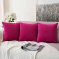 Khooti Velvet Cushion Cover, 20x20 | Pink | Pack of 3 | Solid Plain Soft & Smooth, Decorative Cushion Covers for Living Room, Bedroom, Couches, Chairs, Sofas, Beds & Home Decor