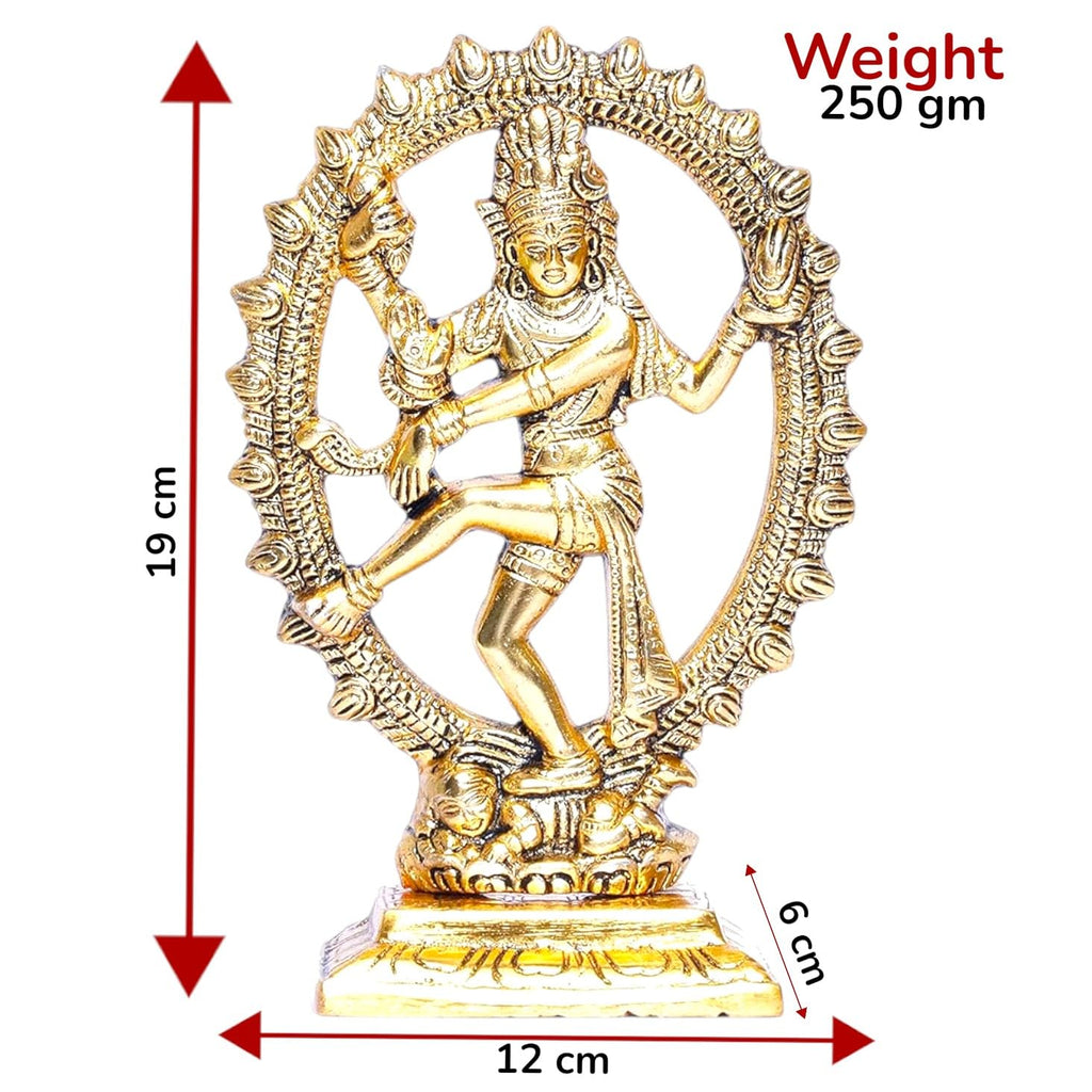 KridayKraft Shiva Idol Metal Statue for Home Decor,Gold Plated Dancing Shiva Natraja/Natrajan (Mahakal Murti) Murti Showpiece Figurine Decorative & Gifts Article...