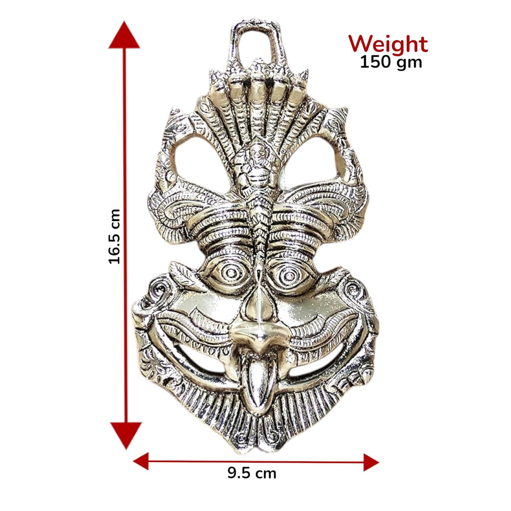 KridayKraft Metal Nazar Battu with Naag Ganesha for Nazar Suraksha (Evil Eye), Suraksha Kawach Mask for Home, Office, Wall & Door Hanging Decor Accessories, Vastu Showpiece (Silver)
