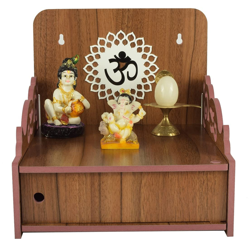 Lakhaji Christian Wooden Wall Hanging Temple for Home and Shop,Office and Home showpiece Temple (Brown-5)