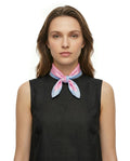 ONE ECHELON Satin Silk Small Neckerchief Square Scarf (Rosy Sky)