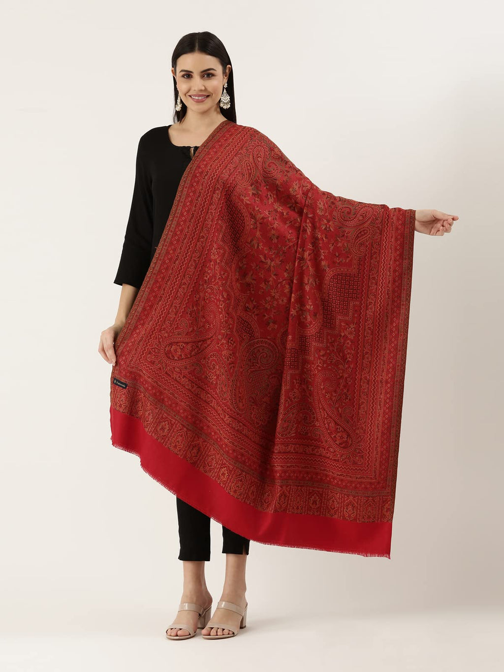 Pashmoda Women Aaraish Kashmiri Royal Paisley Design Jamawar Shawl (Size: 101 X 203 Cms)
