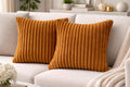 AWARD VELVETS Premium Faux Rabbit Fur Plush Luxury Soft Fluffy Striped Decorative Throw Pillow/Cushion Covers for Sofa, Couch, Living Room - (Light Brown, 16 x 16 inch) Set of 1