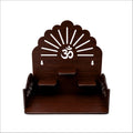 WRAPPING STUDIO Wooden Wall Mounted Home Temple for Pooja | Brown Laminated MDF Mandir with Om Cutwork Design | Decorative Prayer Shelf for Home, Office & Living Room (8 x 8 inch)