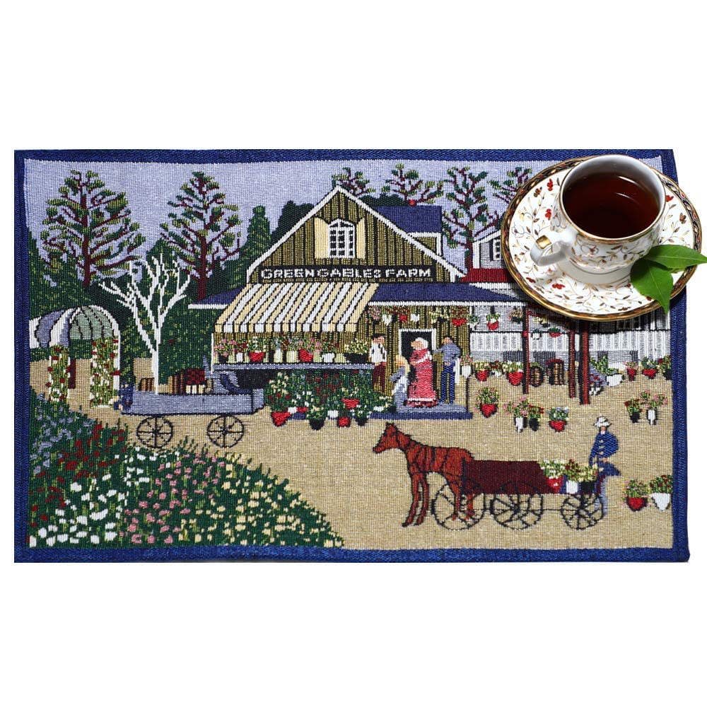 PRAKARTIK BY INDUARTS Harvest Design Eco-Friendly Cotton Dining Rectangular Table mats - Reusable, Machine Washable, Everyday Use Navy Blue Placemats, Set of 4 (33x47 cm) Kafalo