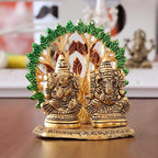 KridayKraft Mini Laxmi Ganesh Murti – Divine Lord Idol for Home & Office Décor, Intricately Designed Pooja Statue & Spiritual Showpiece for Living Room, Bedroom, Temple (Golden)
