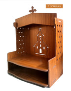 DIVOKAH Beautiful Wooden Christian Temple for Home/Christian Altar (8 Mm Plywood Thickness) (Wdn Altar)