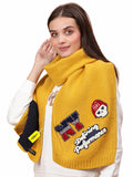 Pick Ur Needs Women Winter Woolen Muffler with Trendy Patch Design Soft Warm Knitted Scarf for Girls & Ladies Stylish Casual Mufflers (Yellow)