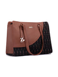 ZOUK Ikat GreRed Office Essential Bag | Jute | Vegan Leather Handcrafted Tote Bag With Double Handle Shoulder Strap| Black and Red
