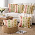 STITCHNEST 'Little Meadow Series' Tassled Cushion Cover | Set of 5 | Floral Cushion Cover 16 inch x 16 inch