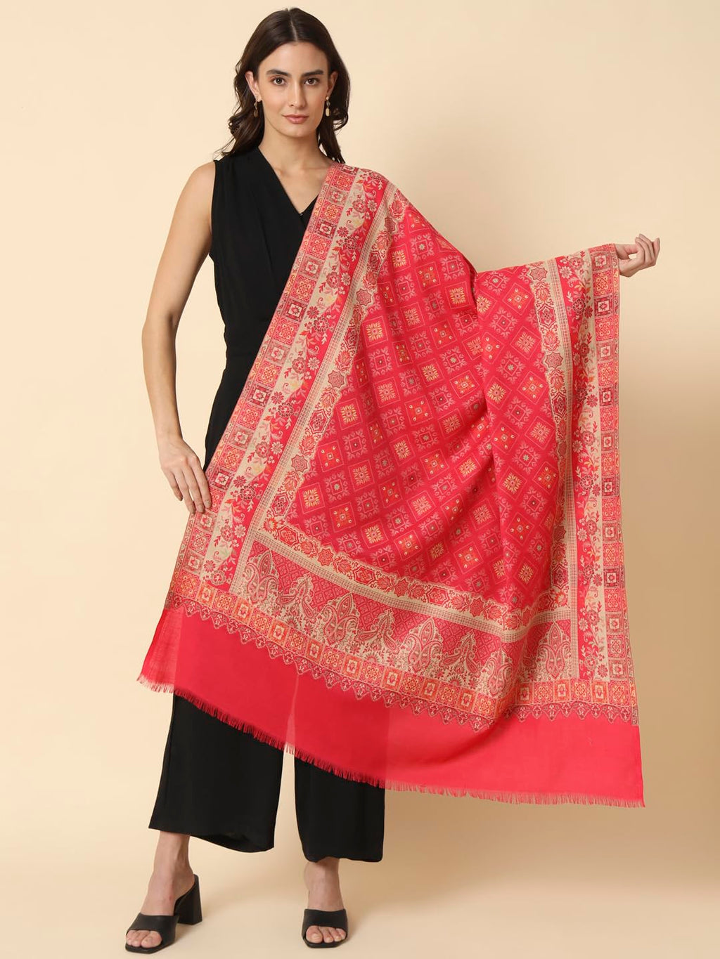 Pashmoda Women Chaman Kaani Woven Design Shawl (Size: 101 X 203 Cms)
