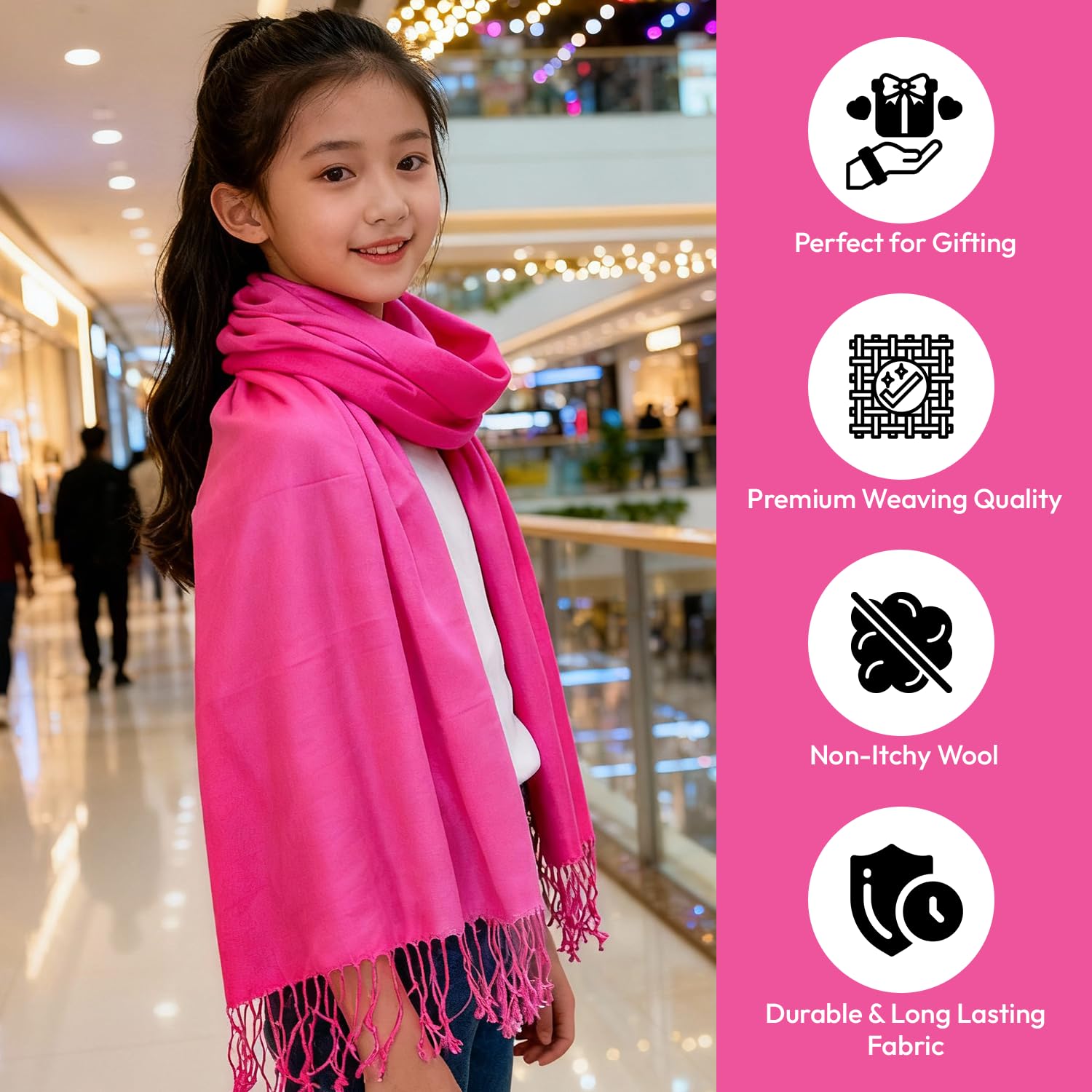 Graziemille Pure Pashmina For Women Ombre Lipstick graded XL