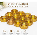 GADINFASHION Metal Set Of 24 Golden Small Tea Light Holder For Diwali Decoration,Home Decoration