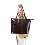Fastrack Laptop Tote Bag for Women | Sleek Faux Leather Work Tote Fits Upto 15” Laptop | Spacious Interior with Utility Pockets | Stylish Everyday Office Bag with Zipper Closure
